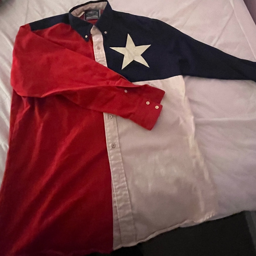 Texas Flag Canvas Button Down Large - image 3